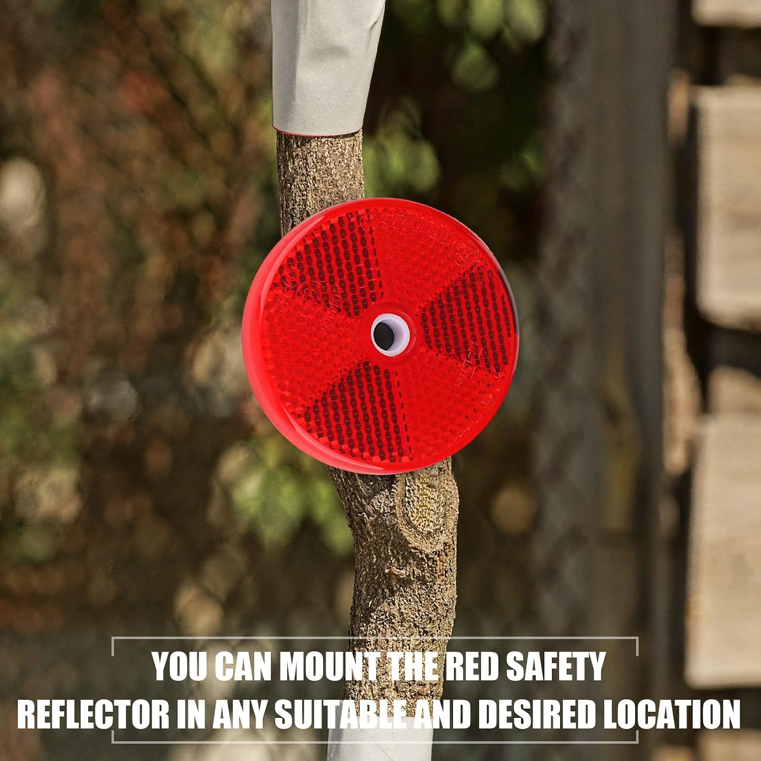 Kingdder 16 Pack Front Round Reflector for Driveway Fence Gate Posts Trailers Safety Reflectors with Center Mounting Holes Automobiles Boats Mailboxes(Red)