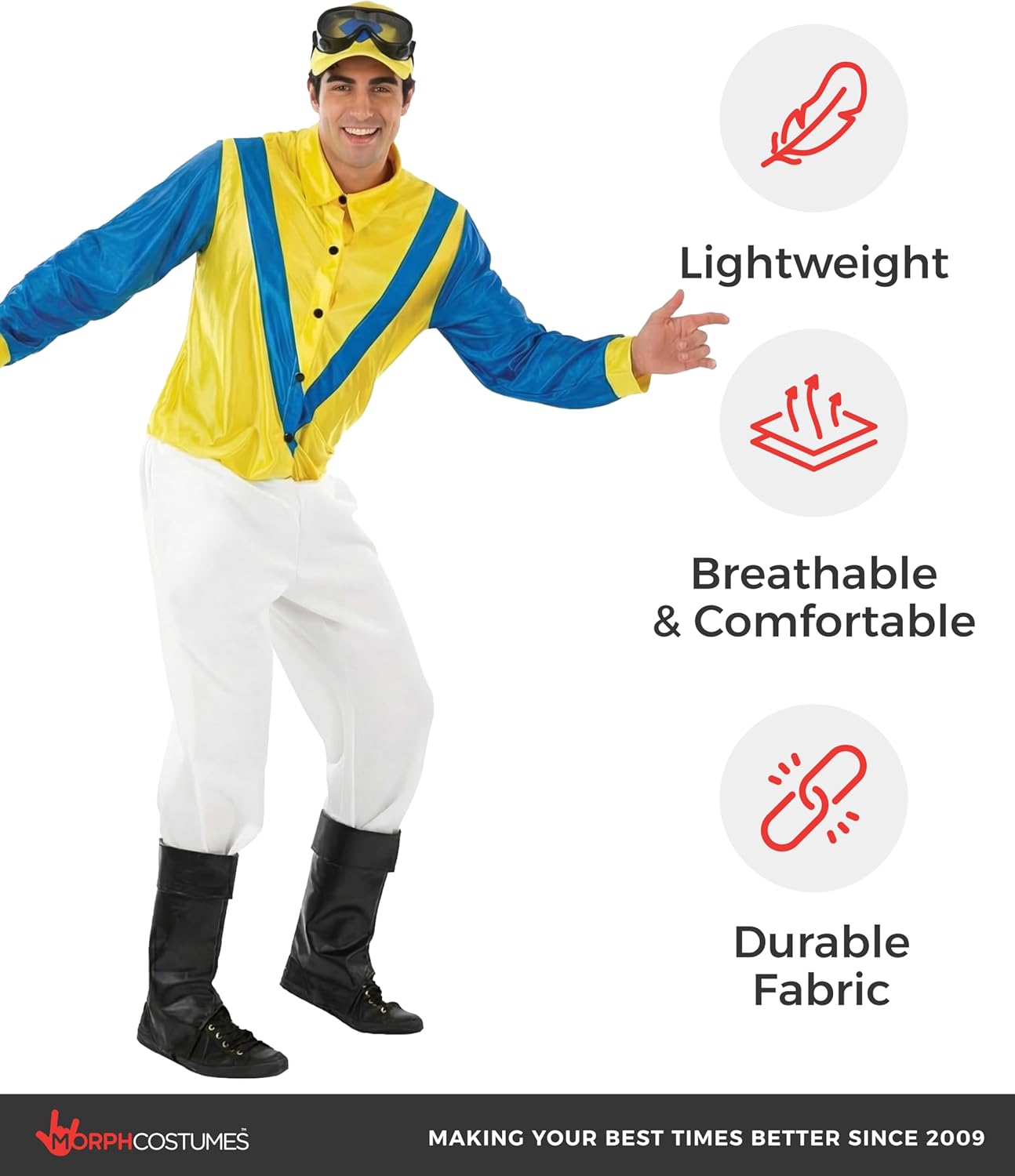 fun shack Horse Jockey Costume for Men, Adult Jockey Halloween Outfit, Equestrian Theme Dress-Up, Race Day Attire