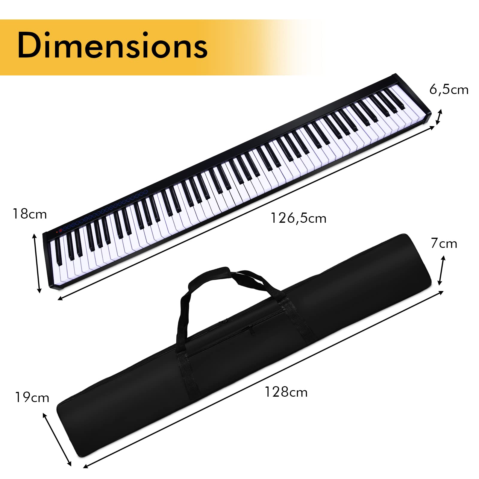 KOMFOTTEU Pianoforte Digitale 88 Tasti Multifunzionale con Funzione Bluetooth e USB, Regolazione Dinamica, Tastiera Elettronica Semi-Pesato, Nero