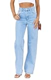 PLNOTME Women's High Waisted Jeans Boyfriend Baggy Straight Leg Casual Denim Pants