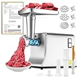 5.0 Upgrade Electric Meat Grinder【NO.1 Germany 3500W Super Motor】【SGS Certified SUS304 Blade & Plate】3-Second Fast Meat Grinding, Perfect For Meat Grinders For Home Use (SILVER)