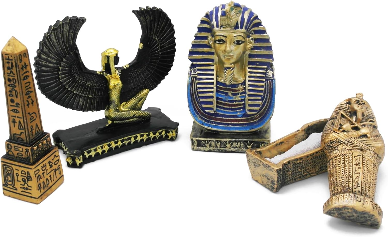 Egyptian Figure Décor Decoration Ancient Pyramid Sculpture Pharaoh Obelisk Egypt Statue Decorative Decor Figurine Building Ornament Set of 4 Egypt Set B