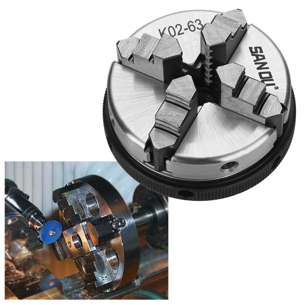 Mandrino autocentrante per tornio, mandrino manuale K02-63/M14 a 4 ganasce per tornio per legno