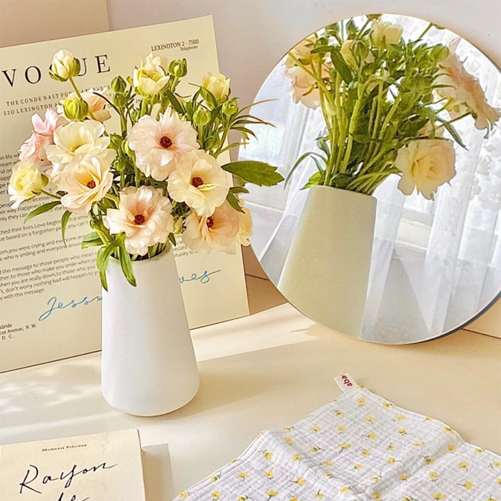 Small Round Mirrors for Centerpieces, 6 Inch 7PCS 2mm Acrylic Mirrors Candle Plate Circle Mirror Candles Trays Mirror Tiles for Wedding Table Centerpieces Birthday Decorations, Crafts, Wall Decor