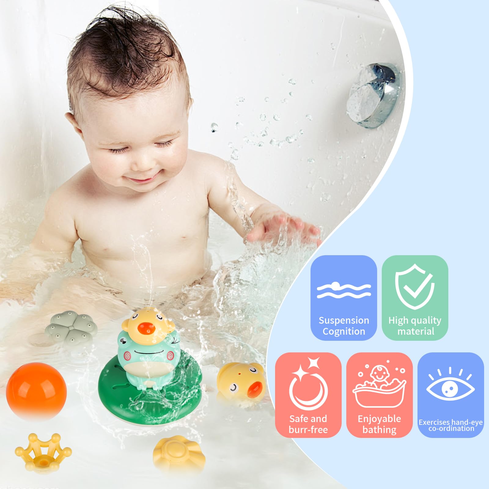 Giocattoli Da Bagno Per Bambini 1-4 Anni - 4 Animali Carini Che Nuotano, Senza Batterie - Foto 2