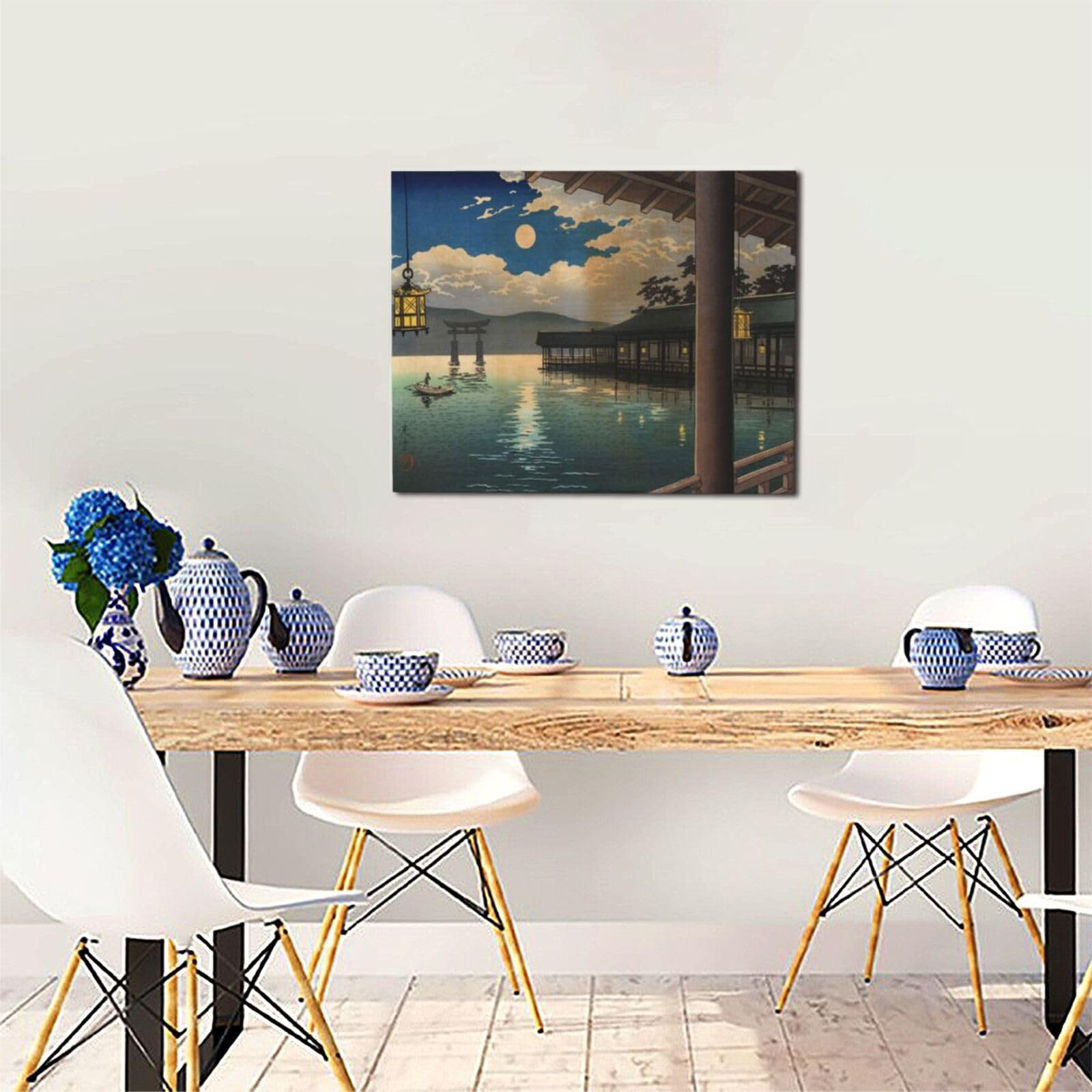 宮島明　油絵　風景画　金色フレーム Amazon.co.jp: アートパネル 土屋光逸 夏の月 宮島 世界の名画
