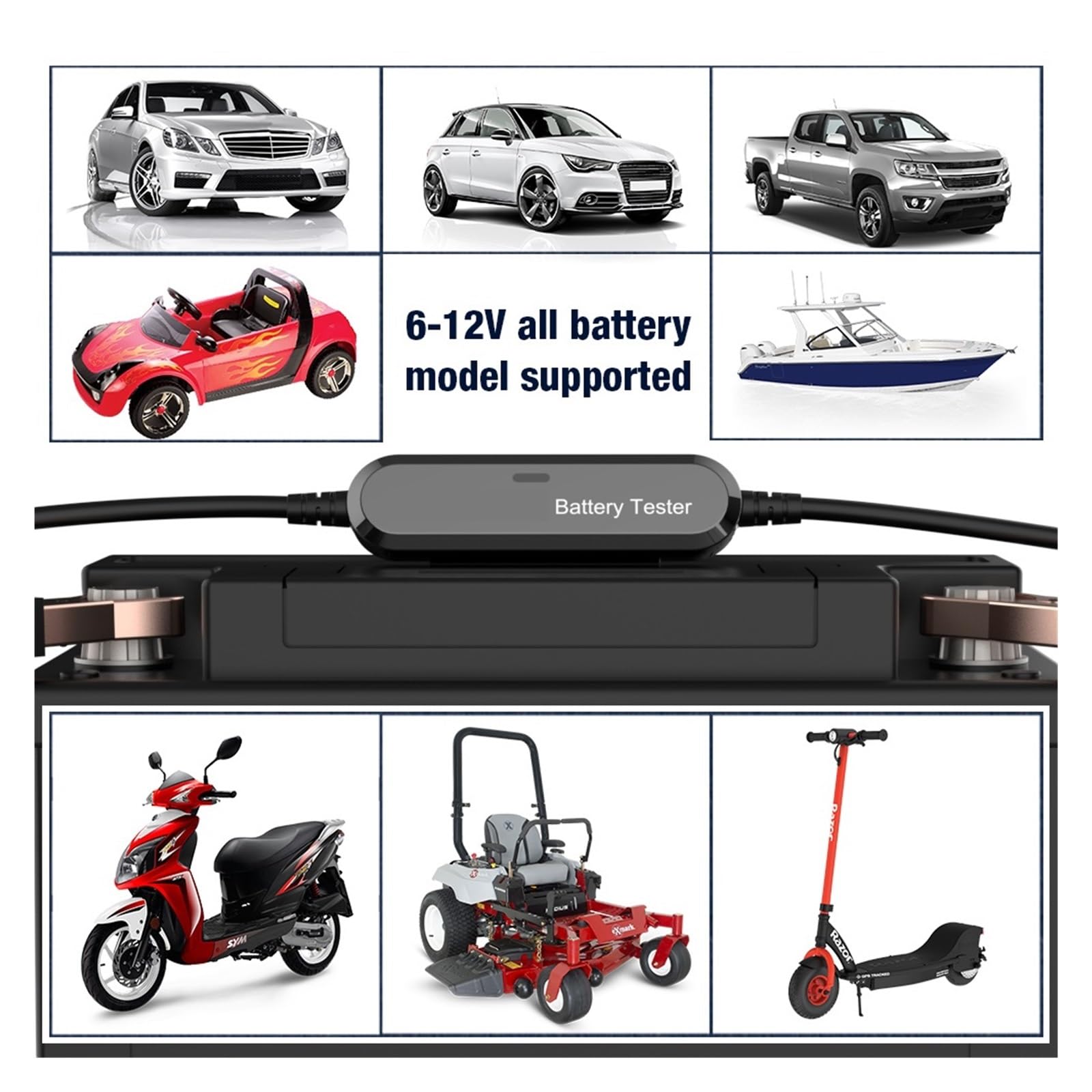 Probador De Batería Motocicleta Y Coche Con Bluetooth 5,0, Monitor 6V 12V, Herramientas Prueba Arranque Carga 100 A 2000 CCA Detección Rápida Precisa(Type 2)