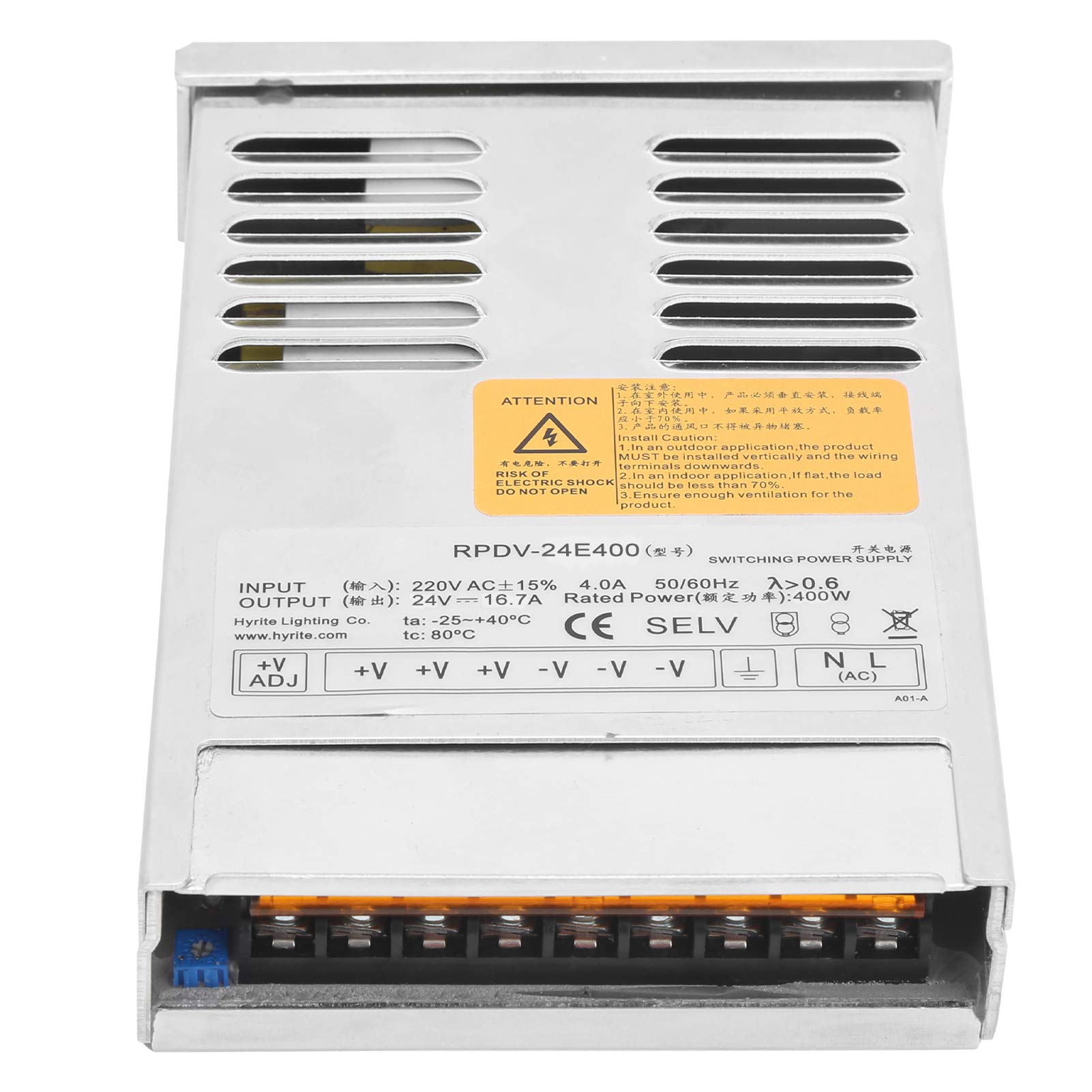 Cocoarm Fuente LED 12V/24V 350W-400W Aluminio Impermeable Sin Ventilador