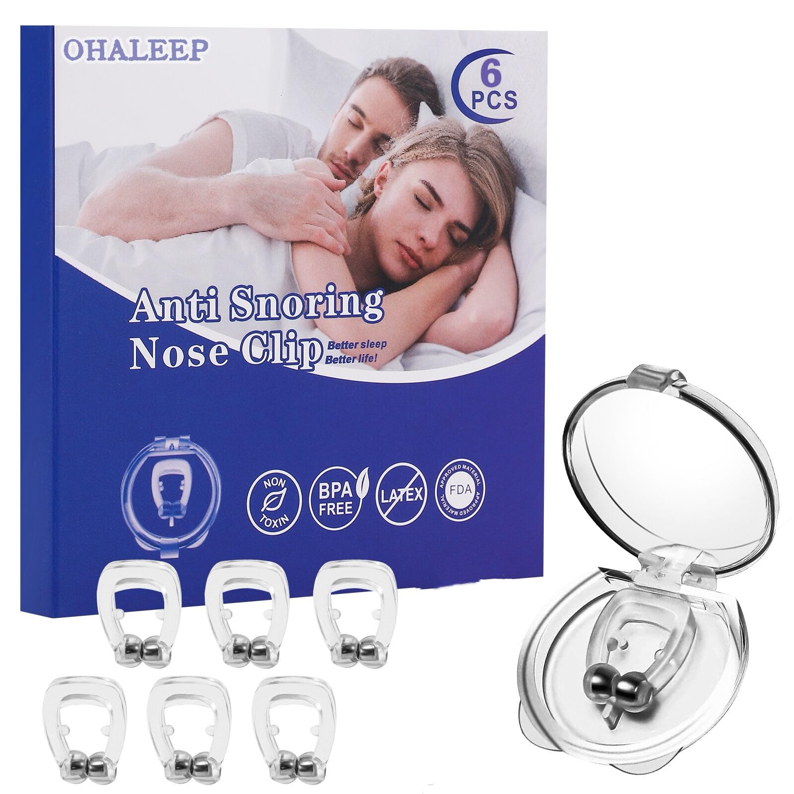 Anti Snoring Devices,Snore Stopper with Adjustable Magnet, Silicone Nose Clip Stop Snoring, Effective to Relieve Snoring, Snoring Solution Comfortable and Quieter Sleep, White