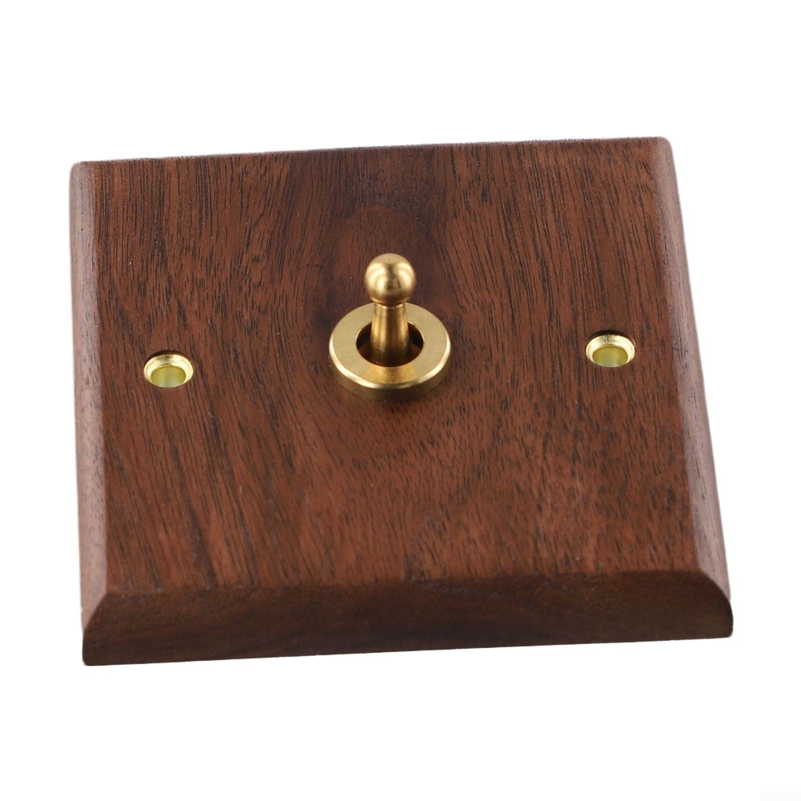 Walnut Wood Toggle Light Switch Single/Double Pole Wall Mount Control Panel With Brass Lever For Home Lighting Bedroom Living Room(1 Gang)