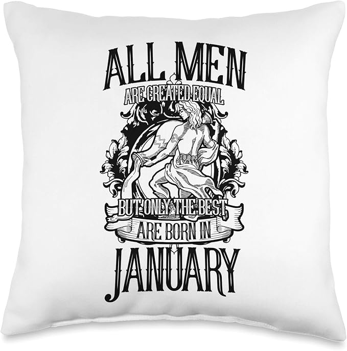 Aquarius Men Are Created Equal Funny January Zodiac Gift Throw Pillow