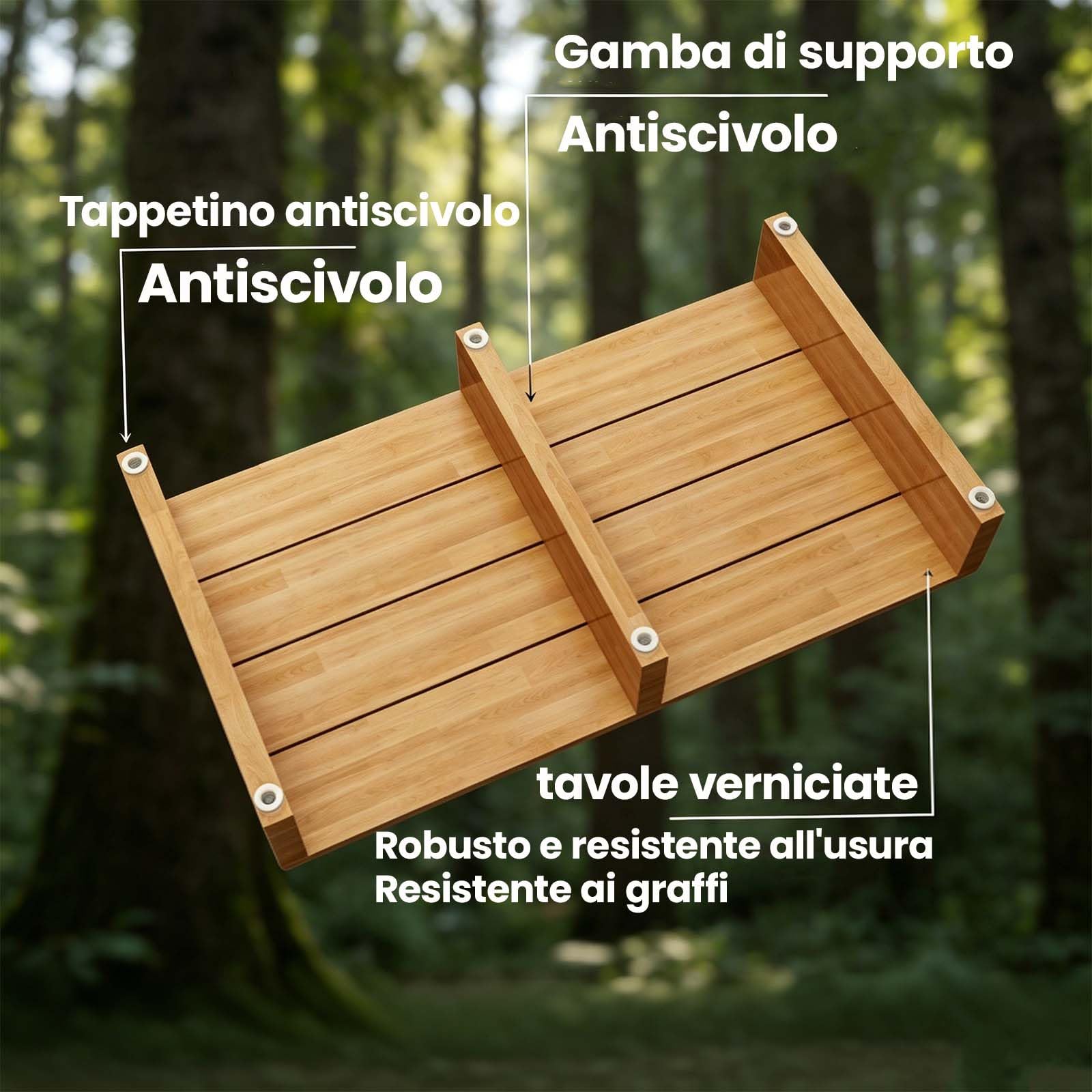 Sgabello in legno massello,Poggiapiedi sotto La Scrivania, per letti alti di altezza con fondo antiscivolo, nessun montaggio richiesto, per interni ed esterni.