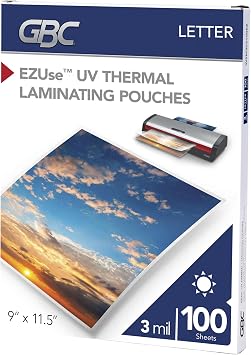 GBC Laminating Sheets, Thermal Laminator Pouches, 3 Mil, Fits Letter Size Paper 9 x 11.5 Inch, EZUse UV, 100 Count WSM303100EZ