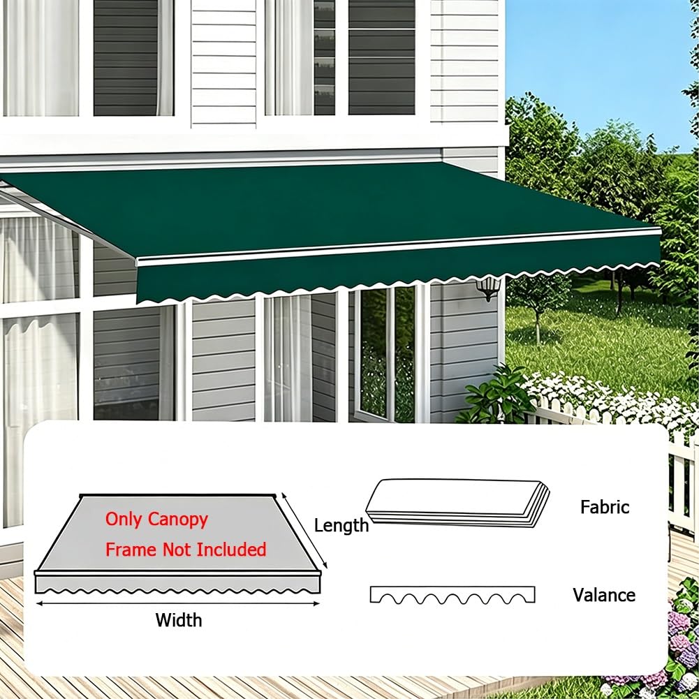 Toile de Rechange pour Auvent Vert 250x200cm 360x300cm 400x300cm | Toile Imperméable et Résistant aux U-V pour Terrasse, Jardin et Patio(300x240cm)