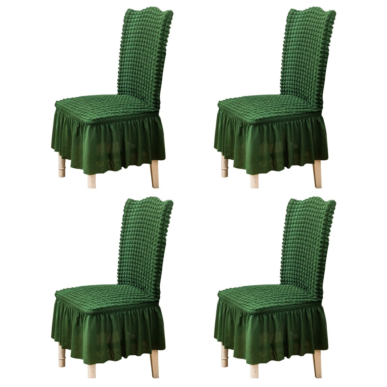 Housses de Chaises 4 Pièces en Polyester Vert Foncé KnSam