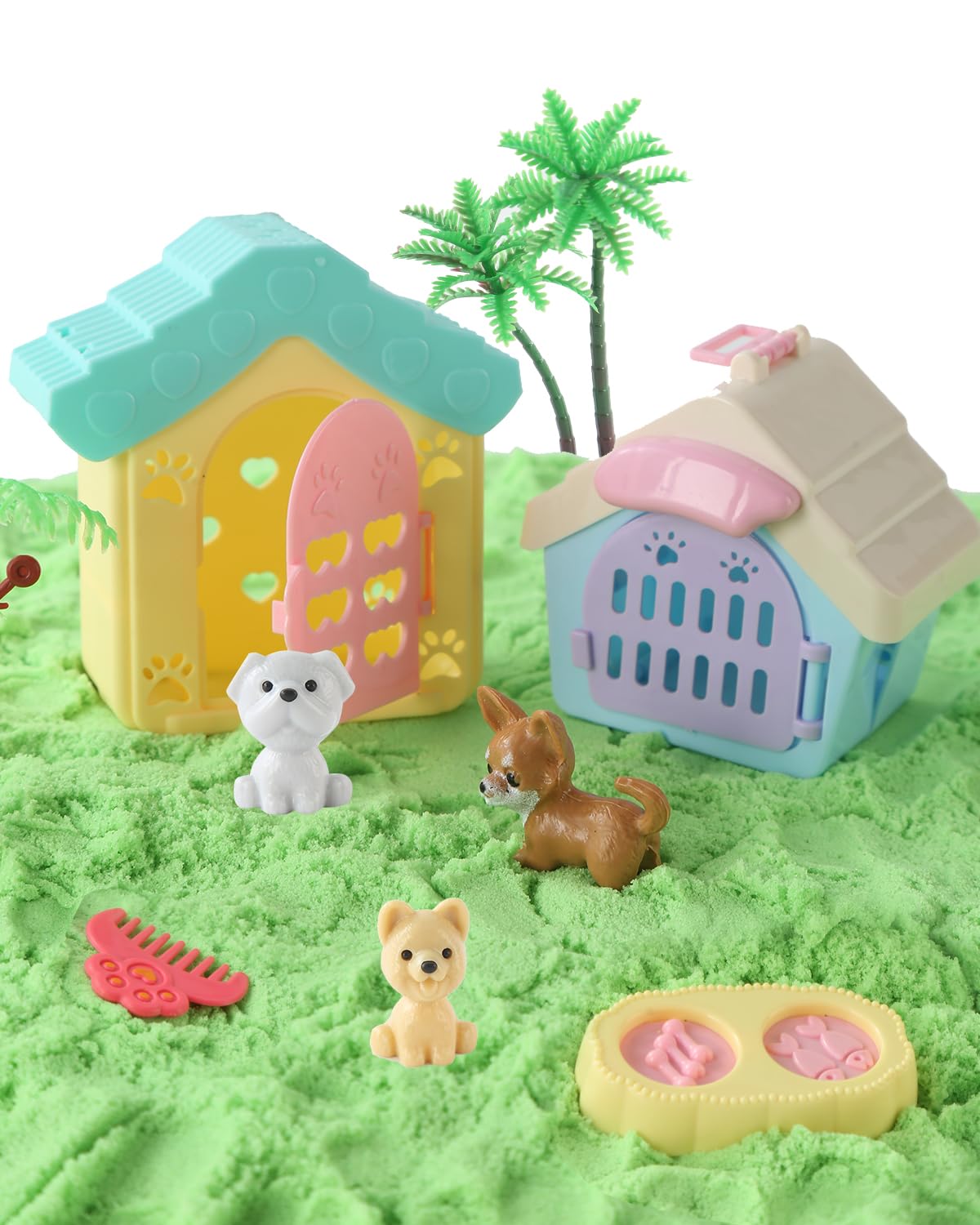 Sikmcle 32 contenitori sensoriali per animali domestici e kit di sabbia sensoriale modellabile, set da gioco per animali domestici con sabbiera, giocattoli per cani e gatti, per bambini dai 3 ai 7