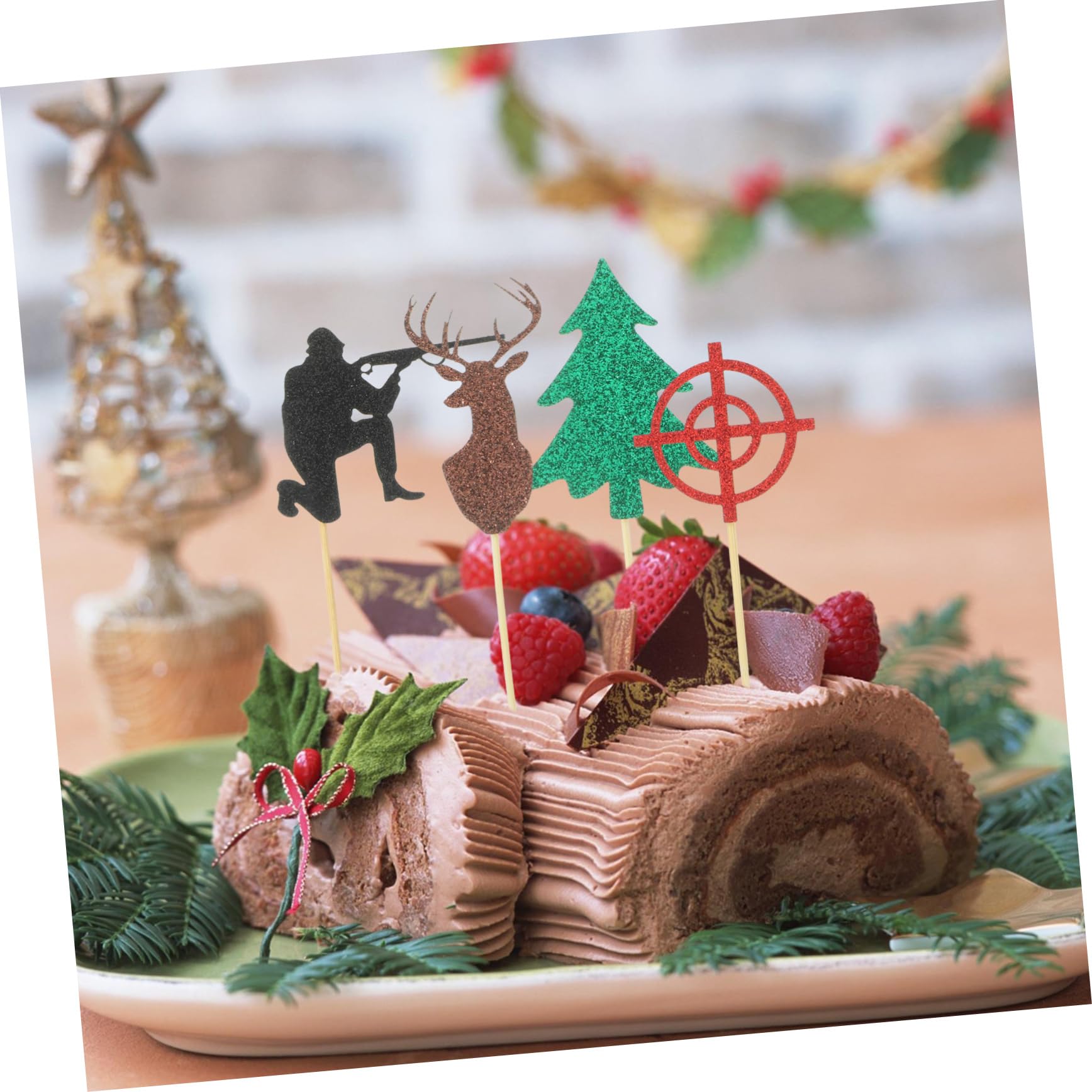 20 Stück Cupcake-Topper Mit Goldenem Hirschgeweih – Aus Glitzerpapier, Für Weihnachts- Oder Winterpartys