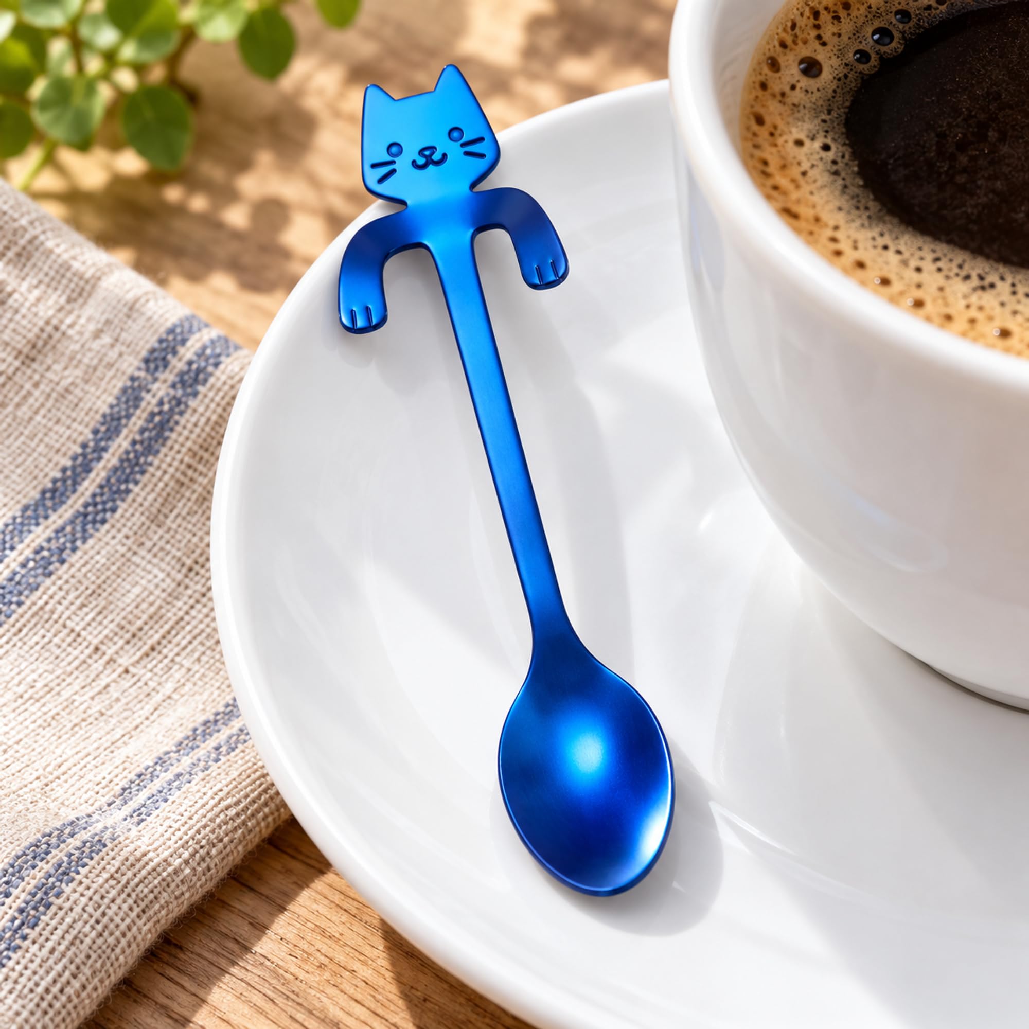 Cat-Shaped Stainless Steel Coffee Spoon, Drink Stirring and Dessert Utensil for Home Cafes, Tea Breaks and Dining