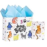 Loveinside Birthday Gift Bag for Kids, Medium Bag with Tissue Paper, Gift Tag and Greeting Card, Adorable Cat Design for Boys Kids Birthday, Party and More, 13 x 5 x 10, 1 Pcs