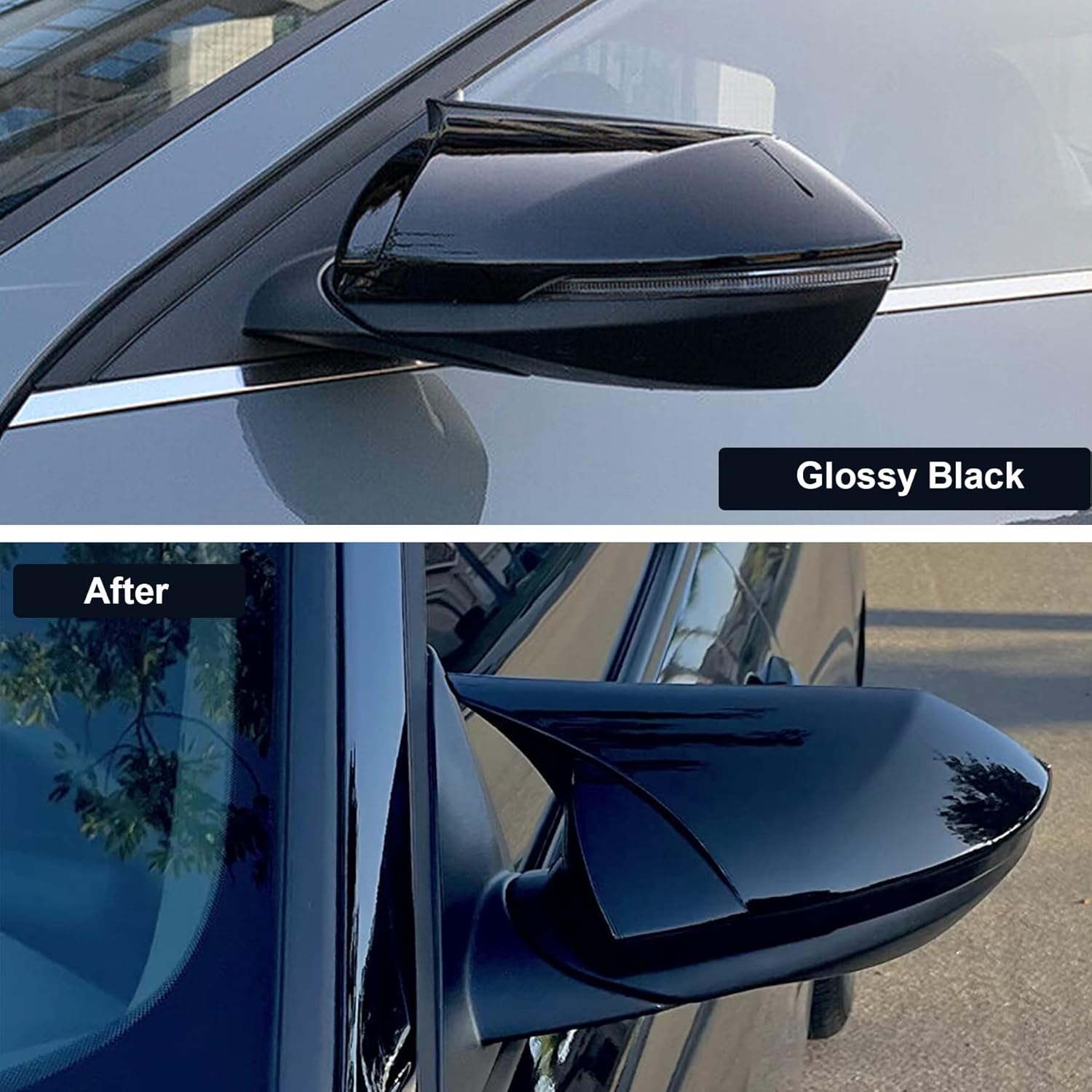Door Side Rear View Mirror Cover Caps Fit for Hyundai Elantra 2021-2023 Glossy Black