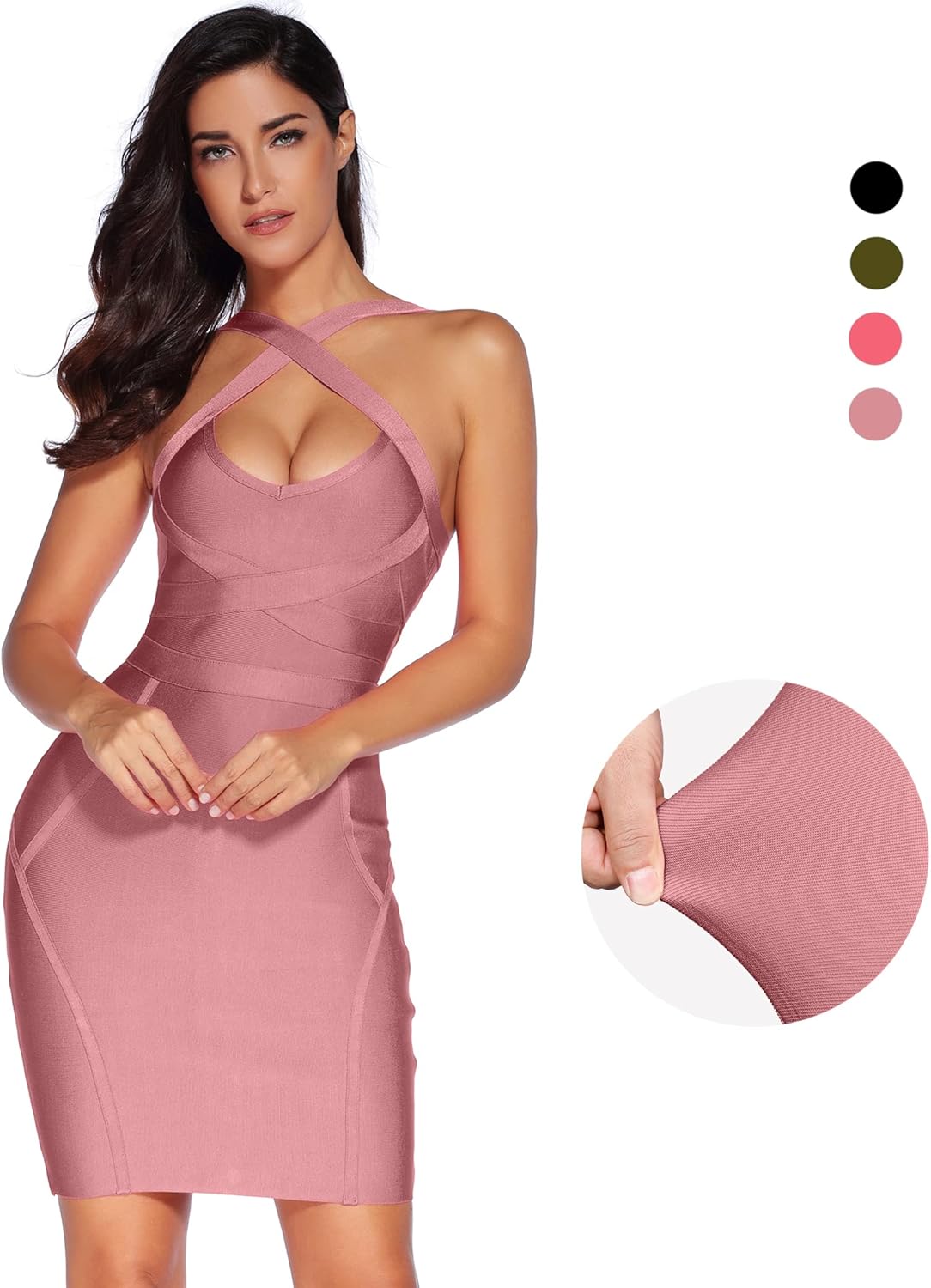 meilun Women's Celebrity Bandage Bodycon Dress Strap Party Pencil Dress - Image 4