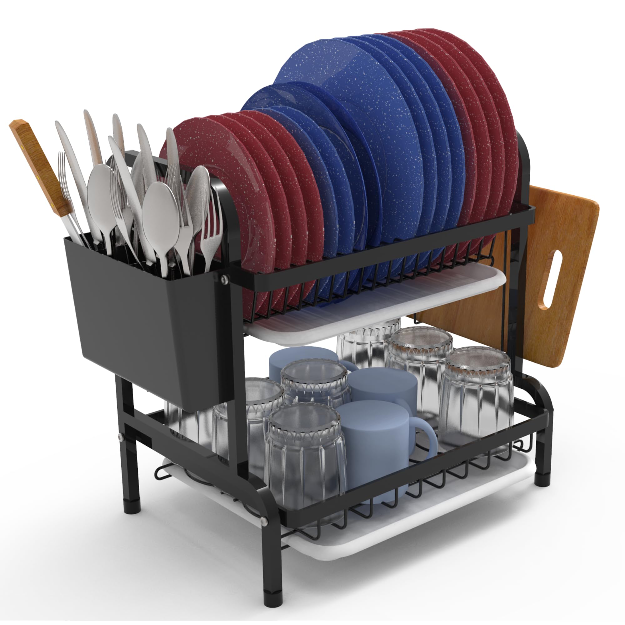 DaHome Escurreplatos Acero Inoxidable | Escurridor de Platos para Fregadero | Escurre Platos 2 Niveles