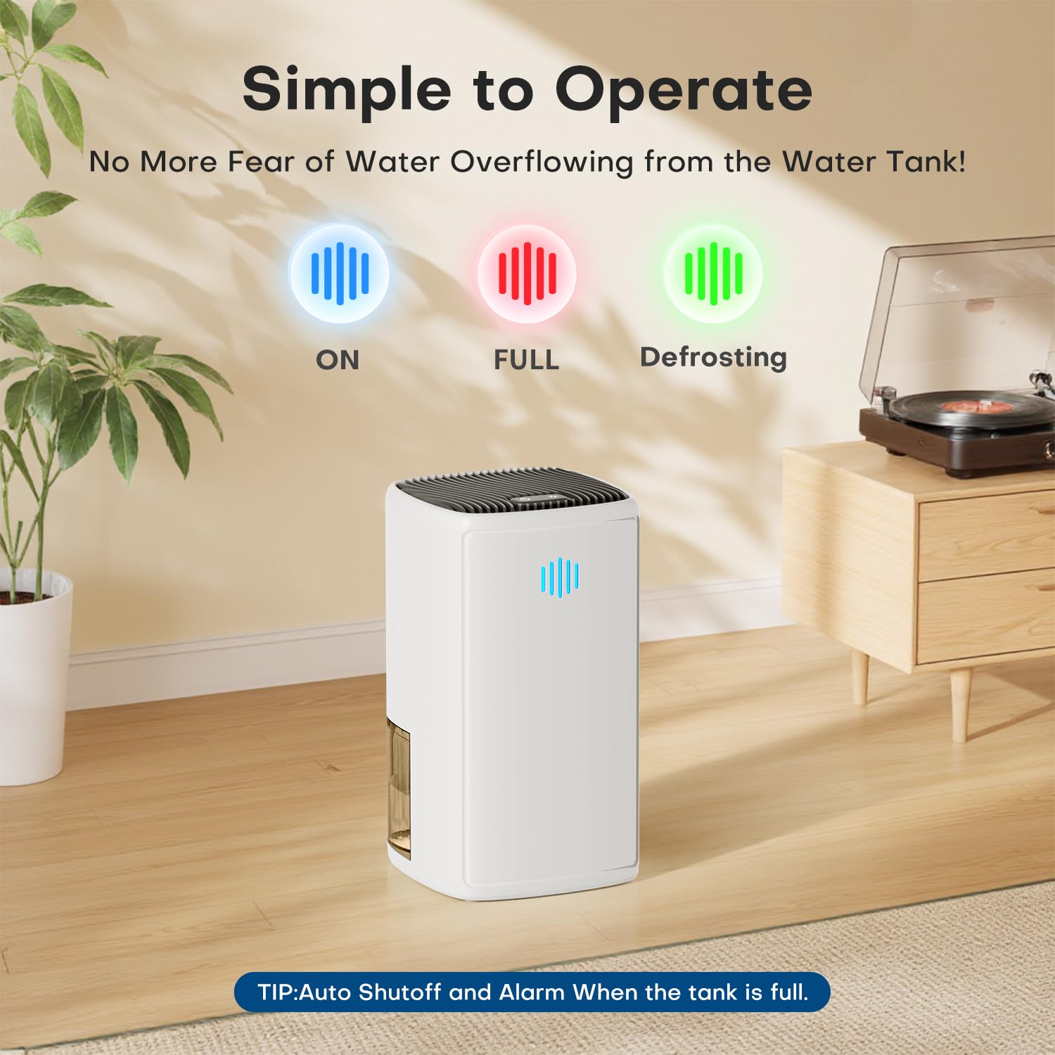 TABYIK - Deshumidificador de 38 onzas, pequeño, silencioso, ahorro de energía, con apagado automático, para baños, armarios y caravanas