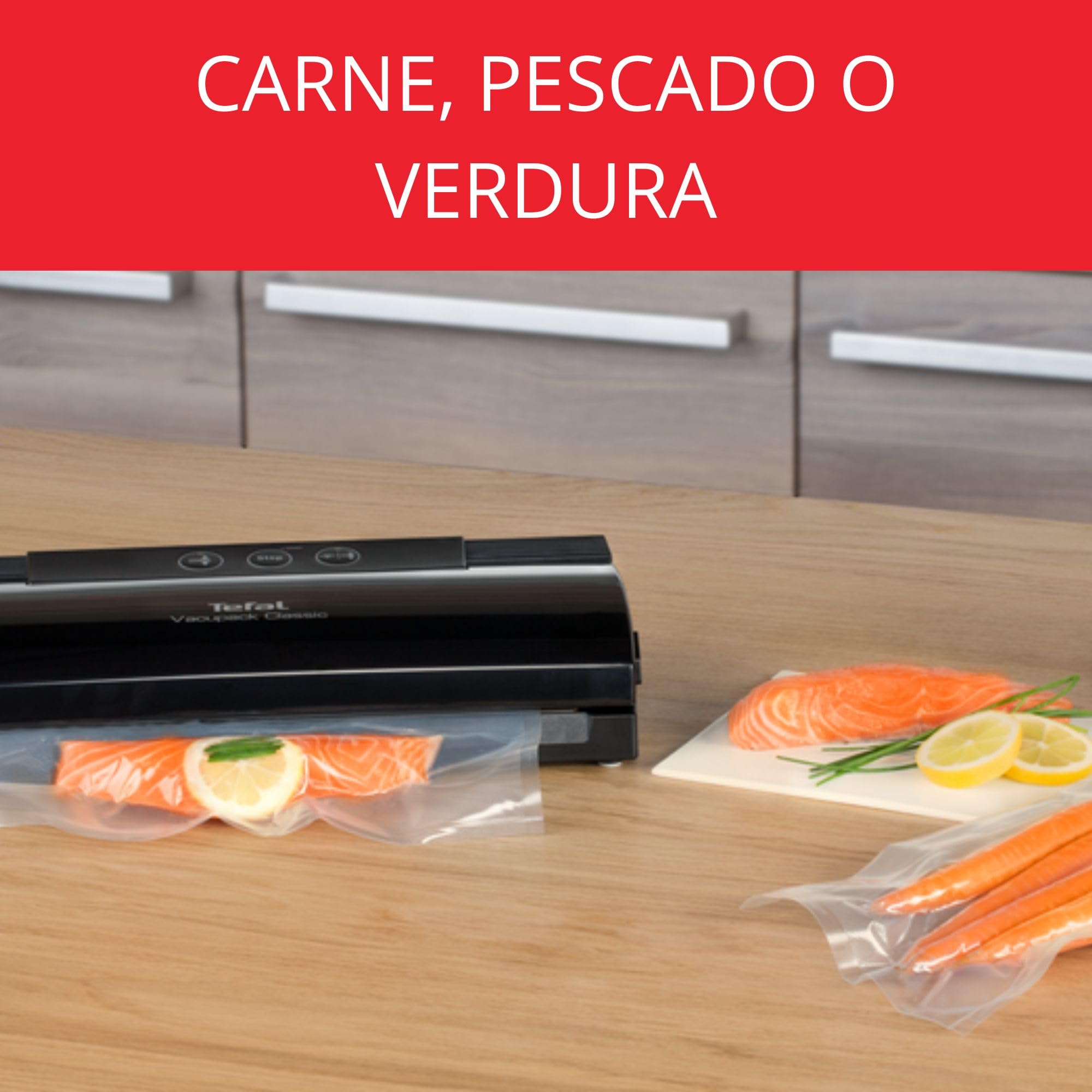 Tefal Vacupack classic VT254070 - Envasadora al vacío, con función sellar y parar, diseño moderno y compacto para fácil almacenaje, incluye 18 bolsas, conserva tu comida fresca más tiempo