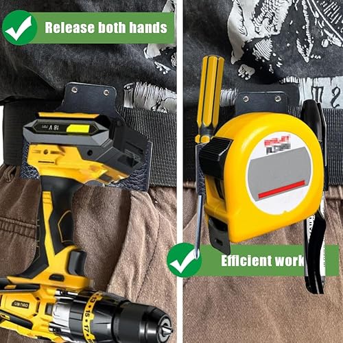 Miniatura 3 de Cinturón de herramientas con clip, soporte de cinta métrica de cuero genuino, taladro inalámbrico, accesorios de cinta métrica para interiores y