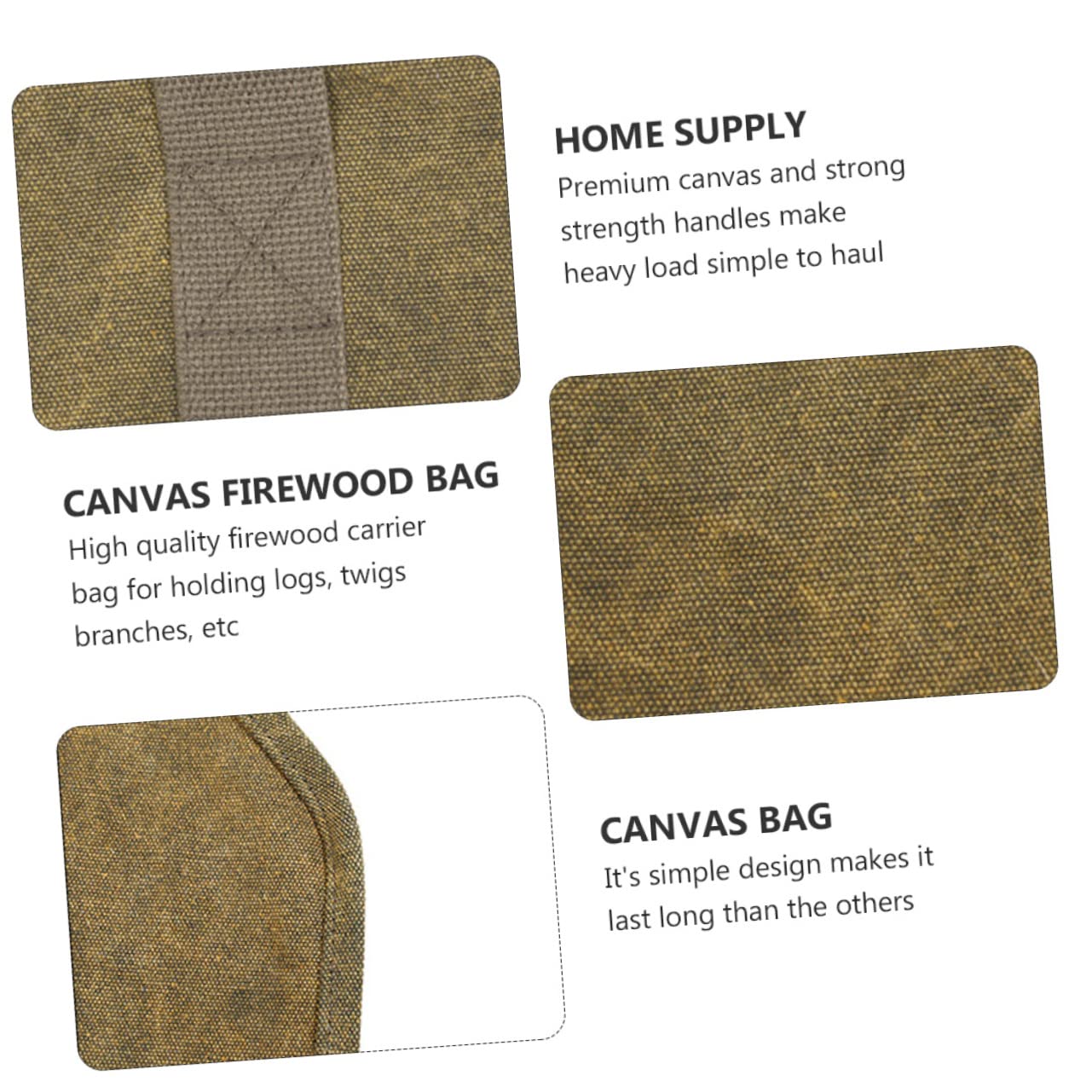 KOMBIUDA Borsa in Tela 16 Ann Canvas per Legna da Ardere Resistente e Pratica Design Semplice, per Campeggio e Lavori Domestici