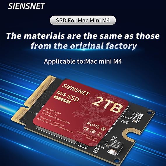 Mac Mini M4 SSD 2TB Upgrade Replacement Memory Hard Drive DIY Solid State Drives Only for Mac Mini M4 Not Available for Other Machines