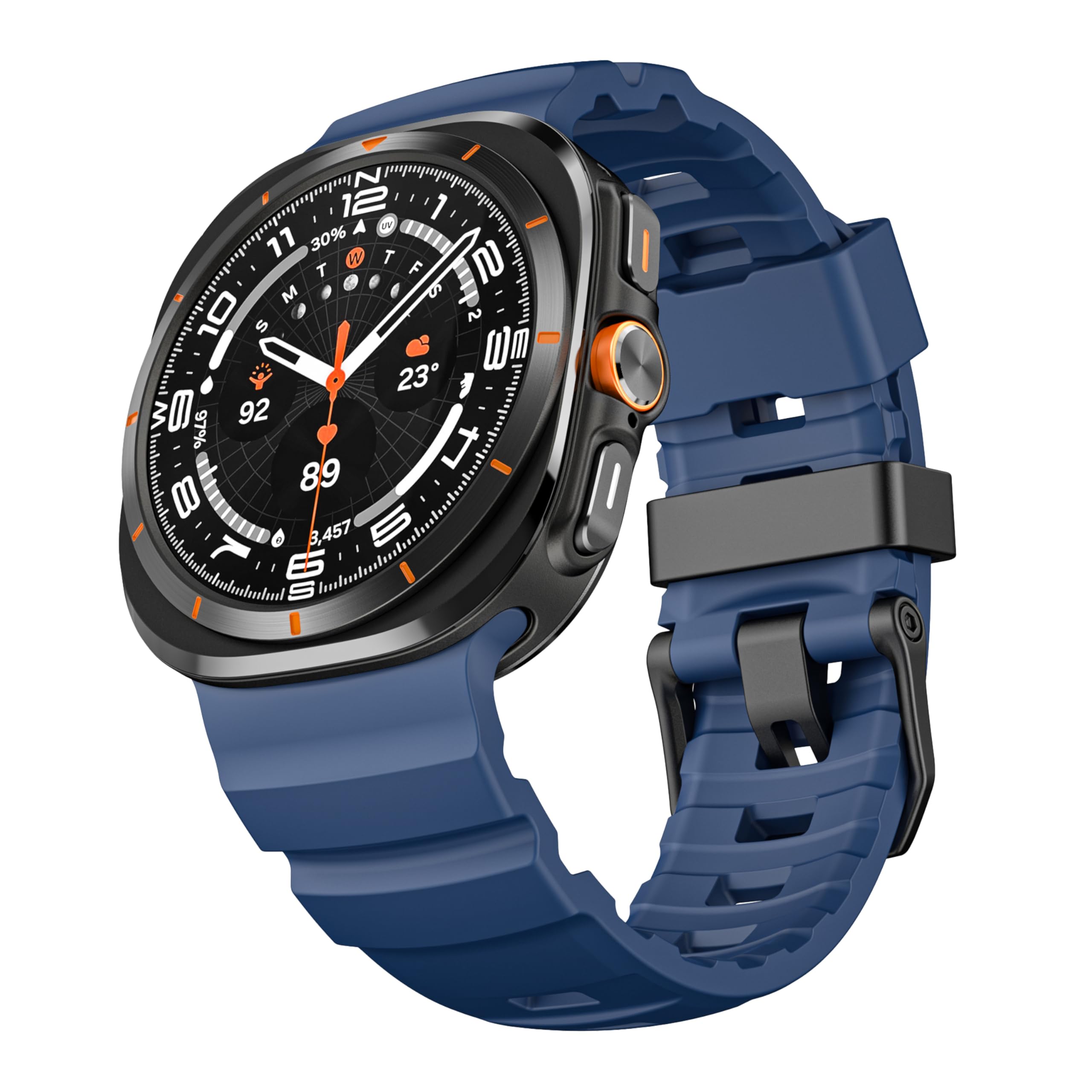 Photo 1 of Rugged Silicone Bands Compatible with Samsung Galaxy Watch Ultra 47mm Band, Sport Strap with Stainless Steel Clasp for Galaxy Watch 7 Ultra Men Women (Blue, Samsung Galaxy Ultra 47mm)