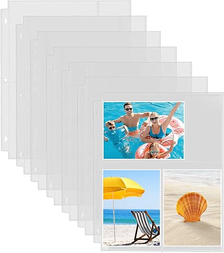 Miniatura 29 de Paquete de 30 fundas de fotos para carpeta de 3 anillos (8 x 10, para 60 fotos), protectores de páginas de archivo, páginas de repuesto de álbumes