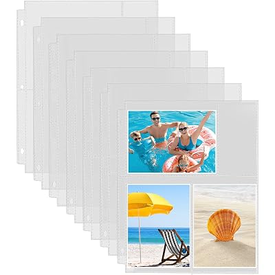Fabmaker 30 Pack Photo Sleeves for 3 Ring Binder - (4x6, for 180 Photos), Archival Page Protectors, Clear Plastic Refill Pages, Postcard Sleeves, Acid-Free
