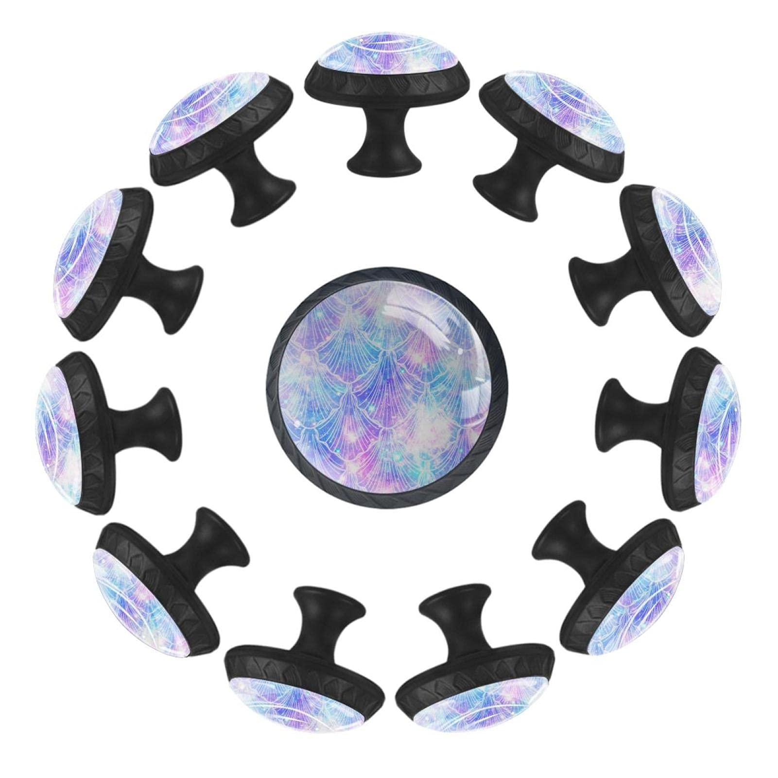 Bouton de Meuble Cristal Chat et Sirène Rond 3.5x2.8cm pour Chambre d'Enfant - Lot de 12 Pièces
