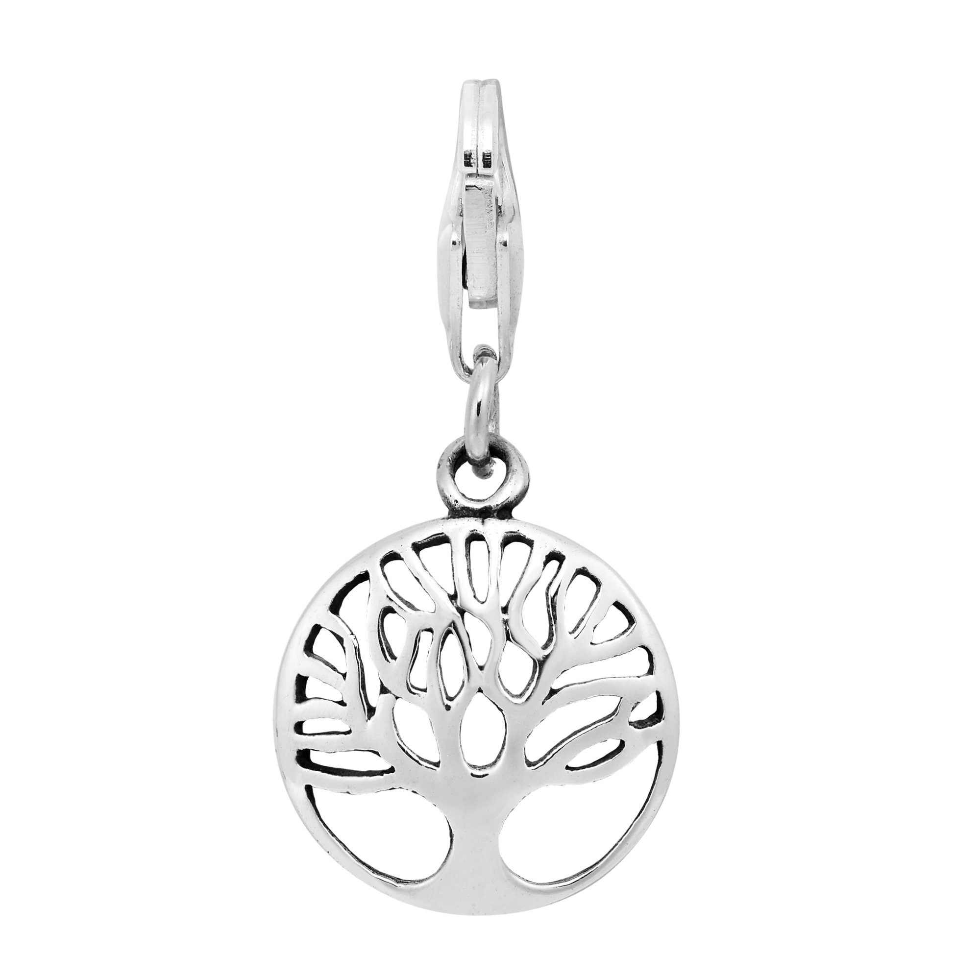 AeraVida Mini 'Tree of Life' Lobster Clasp .925 Sterling Silver Pendant | DIY Fashion Accessory | Round Pendant for Women