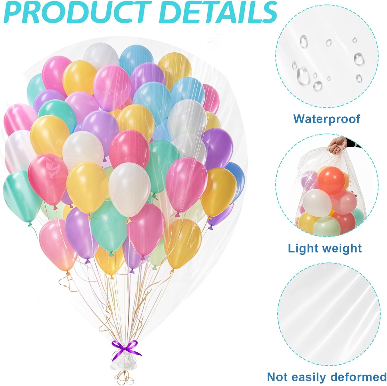 2 Pack Balloon Bags 98 x 59 Inch Big Plastic Balloon Storage Bag Large Balloon Bags for Transport Carrying Packaging Storage Car Seat Luggage Suitcase Stroller Chair - Image 3