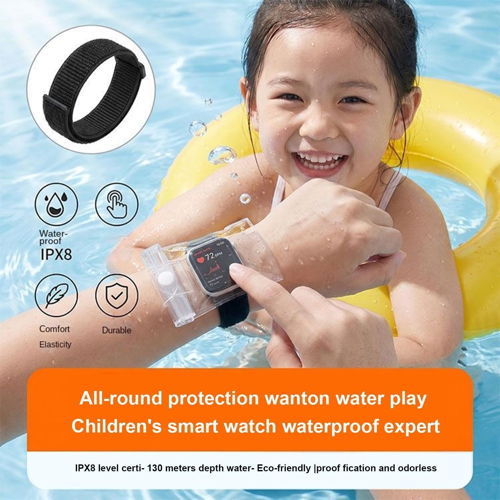 Generisch wasserdichte Uhrentasche für Kinder, stoßfeste Smartwatch-Hülle für Outdoor-Aktivitäten wie Schwimmen, Schnorcheln und Strandurlaub, Schutz für Garten und Pool