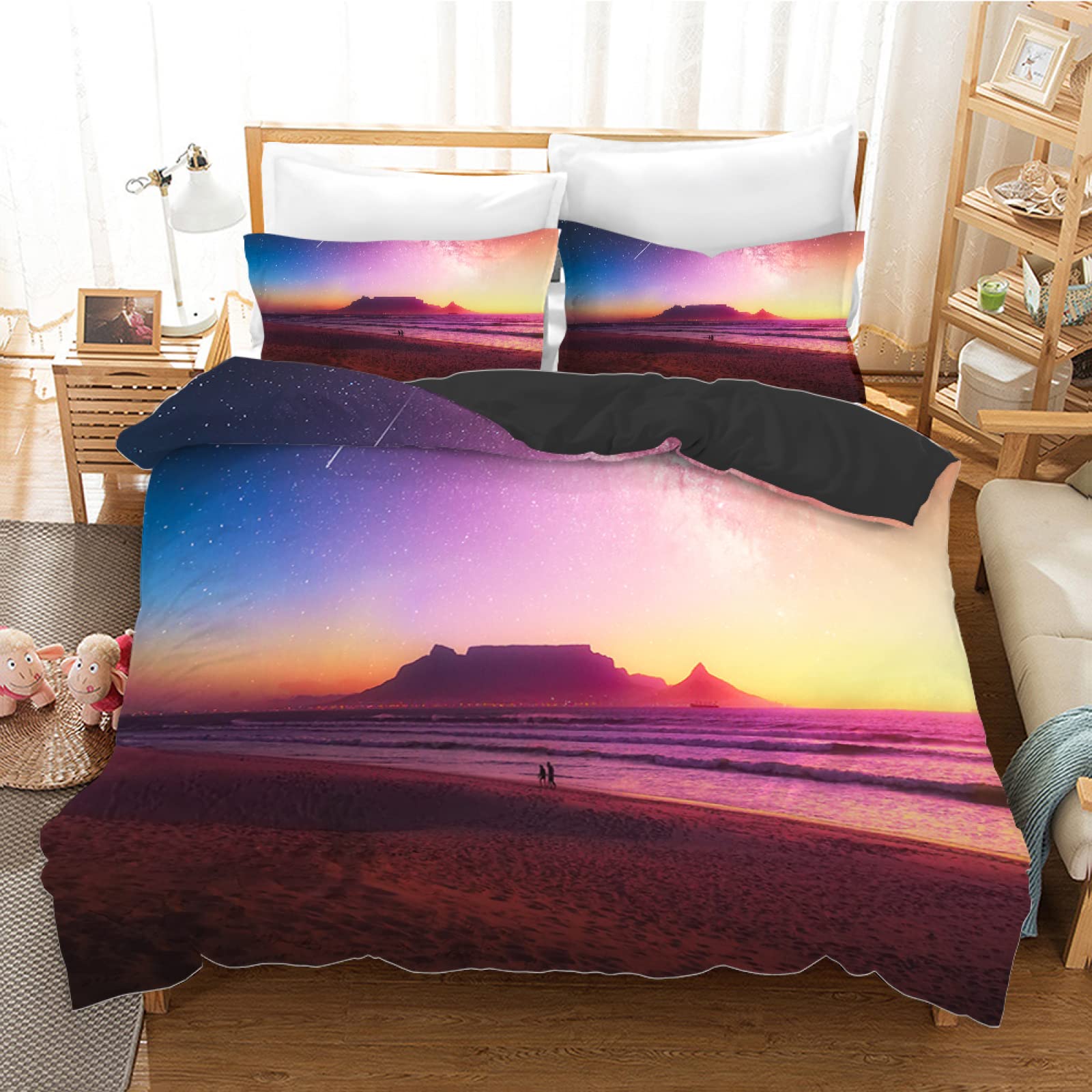Parure de lit 90x190 enfant paysage coloré contre les nuits agitées des petits et ados