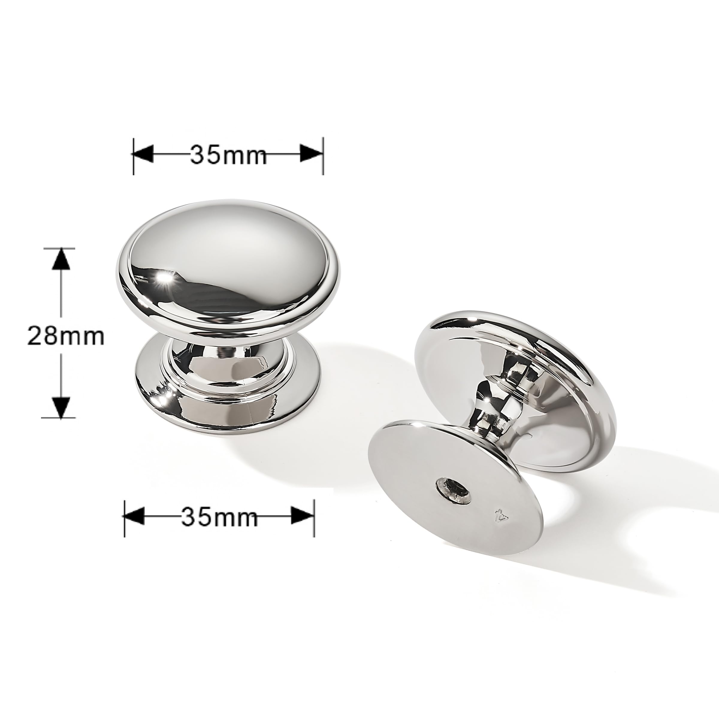 KHTUMEWARE-157 Round Knob, Polished Nickel, 1-3/8 in (35 mm), 10-Pack in Polished Nickel — KHTUMEWARE