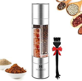 Manual Salt and Pepper Grinder, MDHAND 2 IN 1 Pepper Grinder & Salt Grinder with Adjustable Coarseness, Pepper Mill Shaker Salt and Pepper Grinder For Kitchen