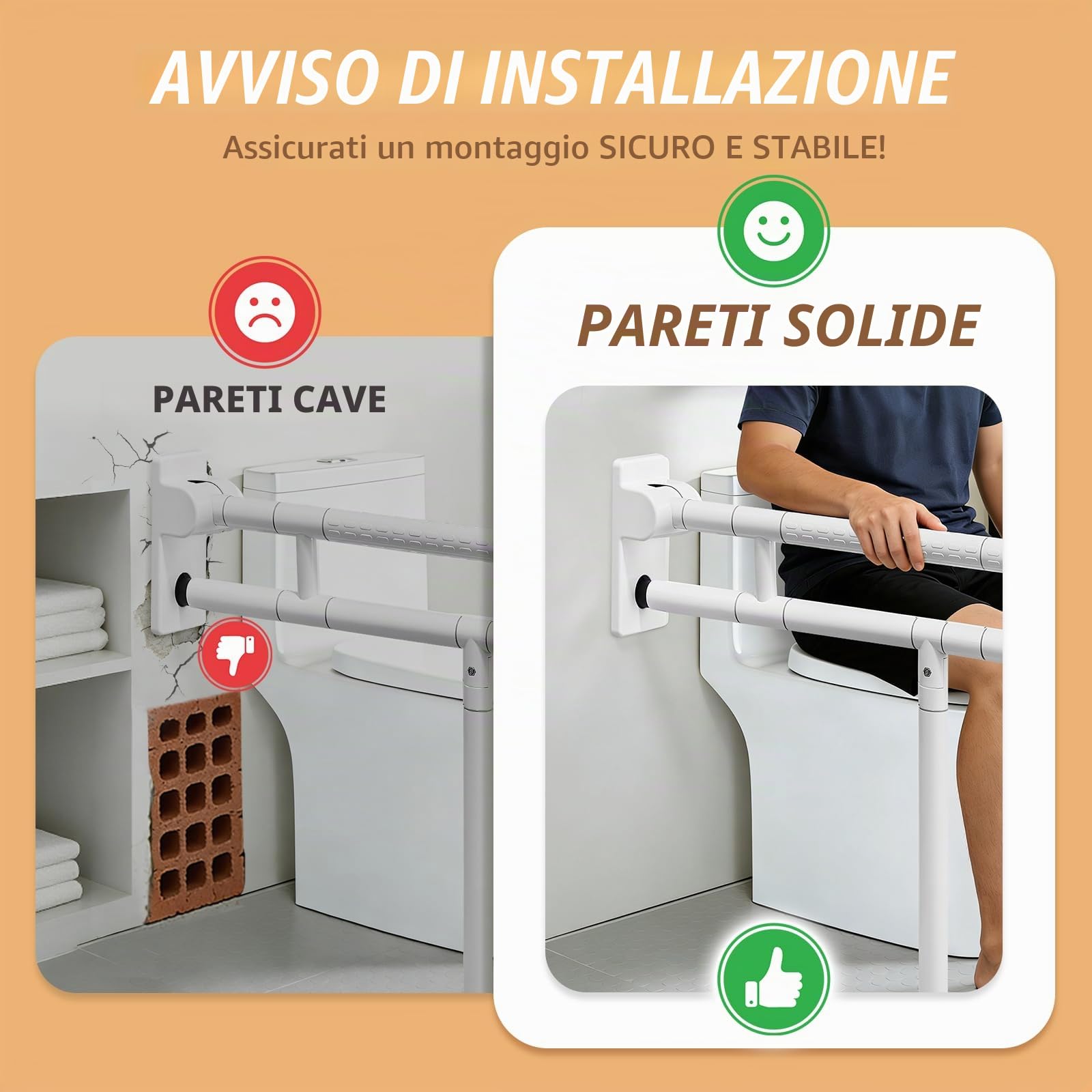 YUCHENGTECH Maniglione Bagno Disabili Ribaltabile 70cm Maniglia Doccia Anziani Acciaio Inox Maniglione per WC per Anziani Disabili Incinta Supporto 350kg,Bianco