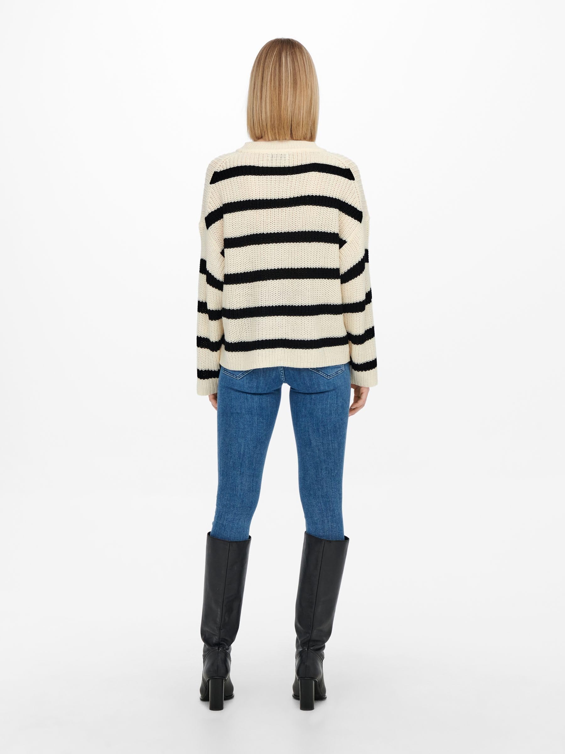 JDY Justy L/S Stripe Pullover Knt Noos Maglione Lavorato a Maglia Donna (Pacco da 1)