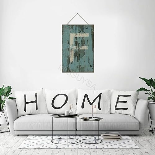 Vista 510 de Letrero colgante de madera con letra A, letrero de madera, decoración del hogar, 26 letras del alfabeto de metal, placa de madera, decoración