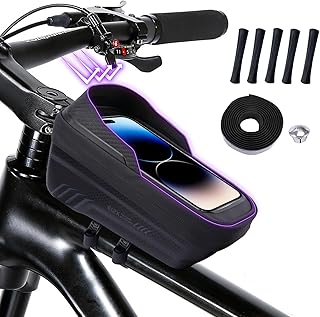 BBWELL Sacoche de Cadre de vélo,Sacoche Vélo Étanche avec Écran Tactile en TPU et Pare-Soleil,Sac Cadre Vélo Téléphone pour Smartphone sous 6,8'',pour Navigation et Accessoires de Vélos