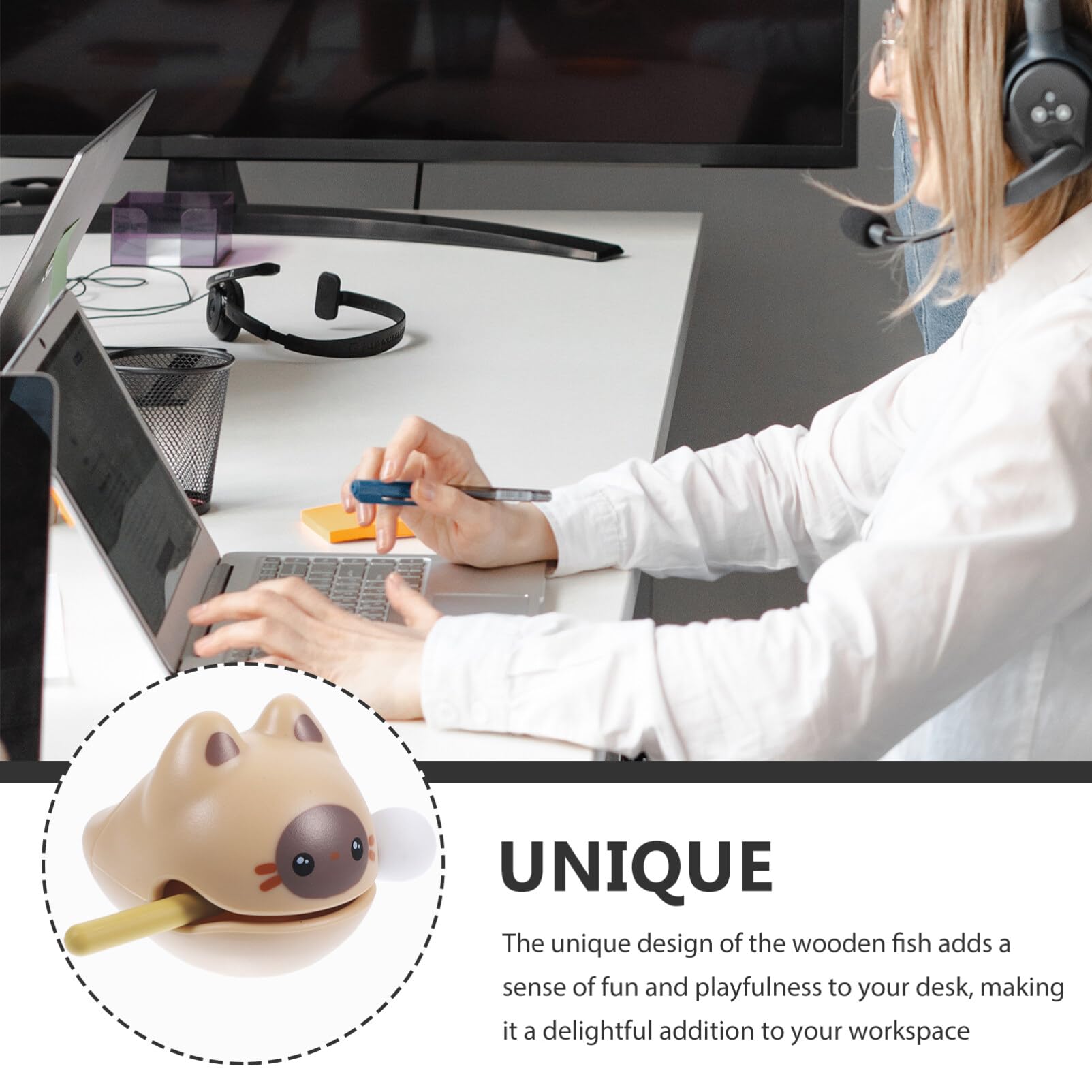 STOBAZA 1 Set Desktop Ornaments Percussion Toy Plaything Cartoon Temple Block Musical Instrument Small Temple Block Cartoon Wooden Fish Toys Small Wooden Fish Temple Block for Office