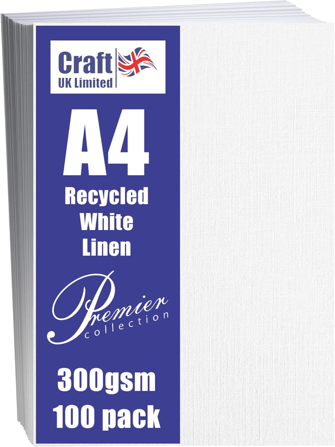 Craft UK W123 A4 Linen Card - White (Pack of 100 Sheets)
