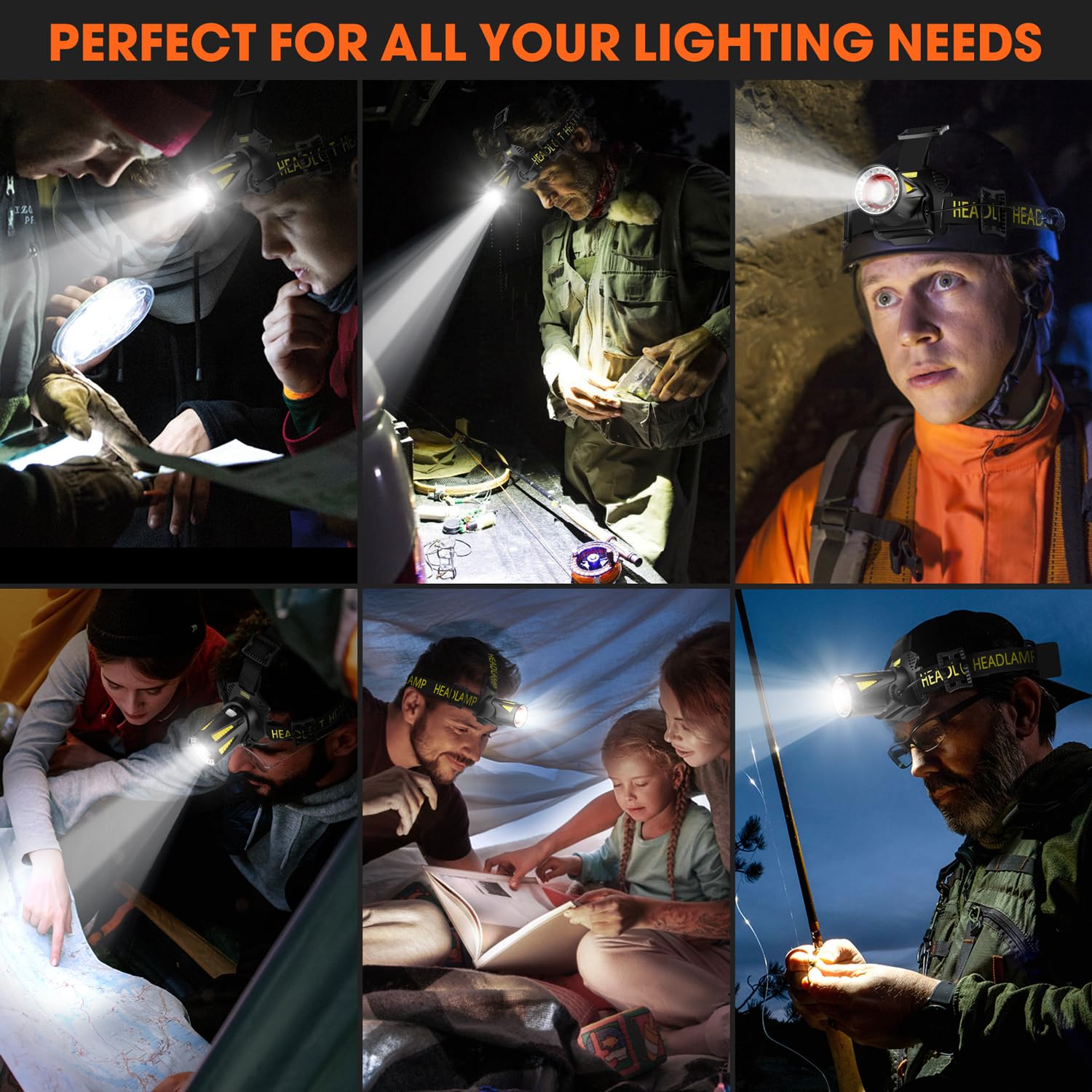 Verbesserte Long Throw Stirnlampe, High Lumen LED Stirnlampe, wiederaufladbar, Bewegungssensor, Kopf-Taschenlampe, super hell, Explorer