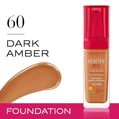 Miniatura 2 de Bourjois Healthy Mix Antifatiga Cobertura Media Base Líquida 6 Ámbar Oscuro, 1.0 fl oz