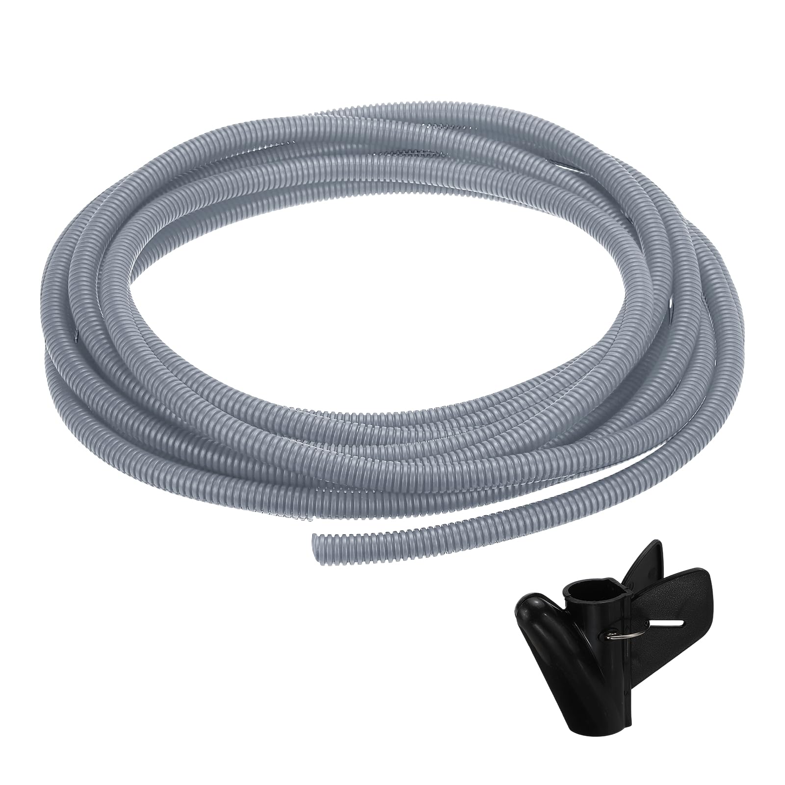 sourcing map Split Wire Loom Tubing 1/2"(12mm) ID 20FT(6m) with Installation Tool, Heat & Cold Resistant -40F to 257F Plastic Flexible Conduit Cord Protector for Electrical Wires Cable, Gray